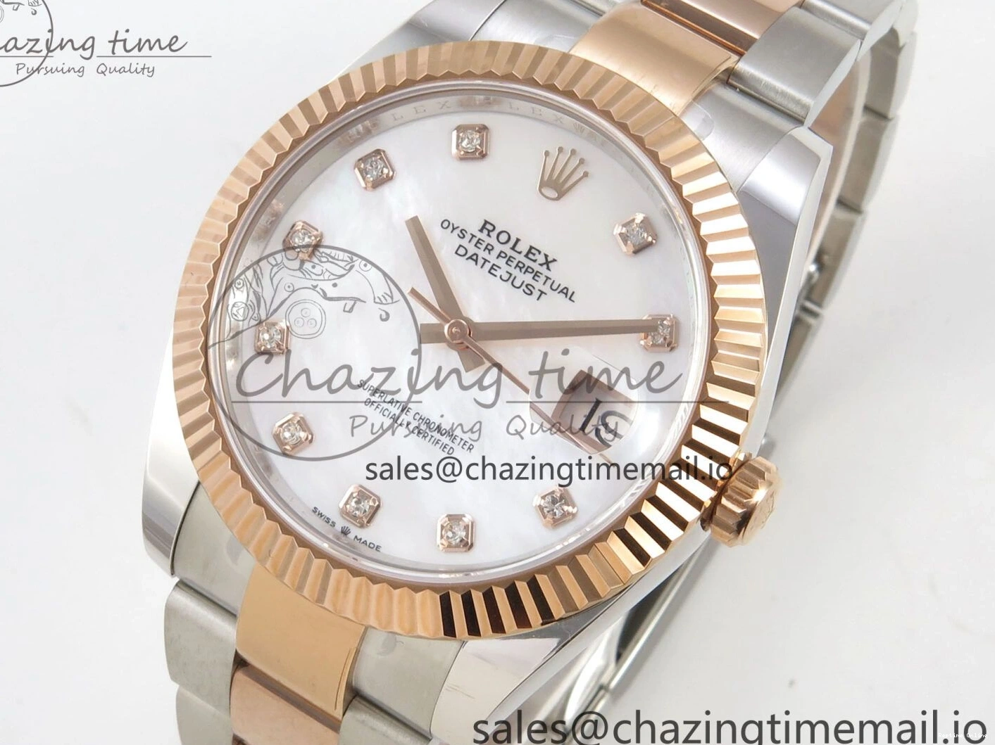 0208 DateJust 41 126331 SS RG ARF 1:1 Best Edition White MOP Diamonds Dial on Oyster Bracelet SH3235 (Weighted) UrbanChic 186